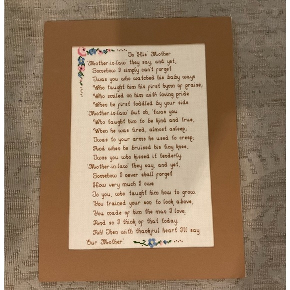 Cross Stitch-Handmade Mother in Law Gift - Picture 2 of 4